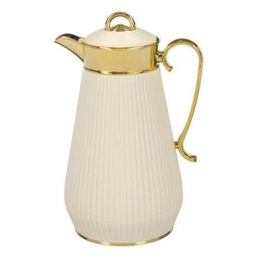 Imagem de Garrafa Térmica 1l Luxo Canelado Café Chá Bebidas Quentes Creme - PGB