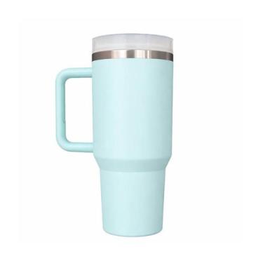 Imagem de Copo Térmico Azul Claro 1200ml com Canudo e Parede Dupla - B2