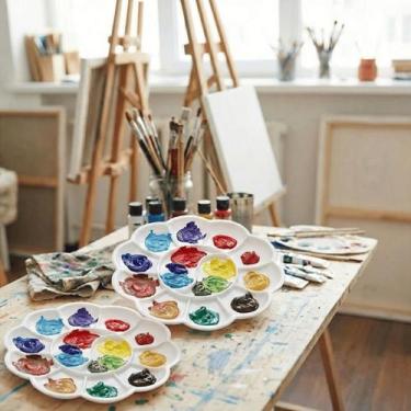 Imagem de Kit 2 Godes De Pintura Formato Flor 12 Cavidades Yins Paper Para Mistu