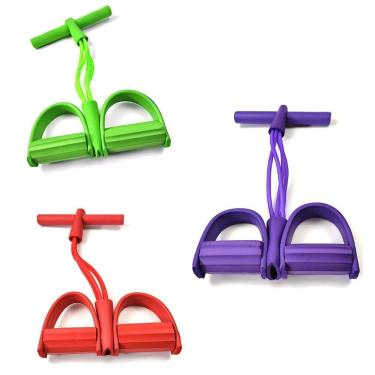 Imagem de Elástico Extensor Tube Fit Multifuncional com Suporte para Pés Alongamento e Musculação Fitness