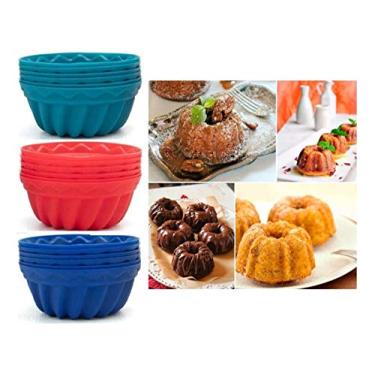 Imagem de Kit 12 Forminhas Silicone Mini Bolos Cupcake Pudim Gelatina