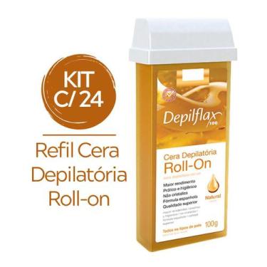 Imagem de Kit 24 Cera Depilflax Natural Refil De Depilação Corporal Roll-On Fórm
