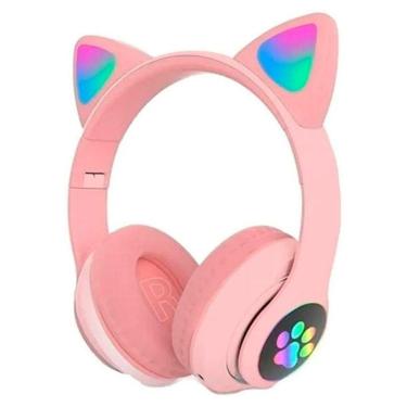Imagem de Headset Orelha De Gatinho Fone De Ouvido  Rosa  B2W
