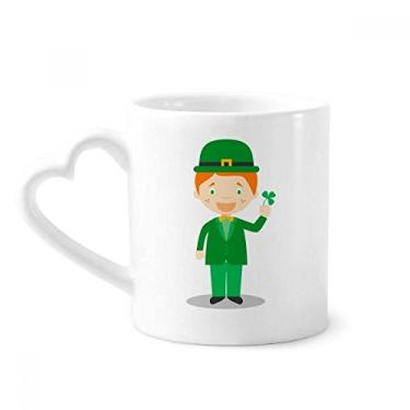 Imagem de Green Suit Caneca de desenho animado Irlanda café cerâmica copo de coração de vidro