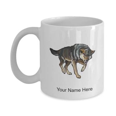 Imagem de Caneca de lobo personalizada, xícara de café de lobo, ideia de presente de lobo, copo de lobo personalizado, caneca de lobo personalizada - Caneca de café de 325 ml