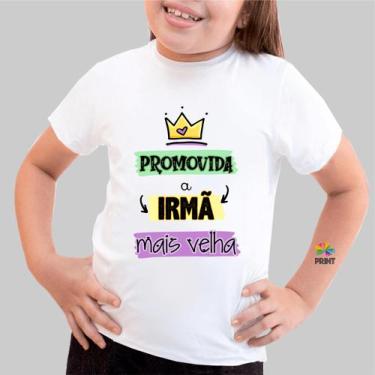 Imagem de Camiseta Infantil Promovida A Irmã Mais Velha Est. Verde Lilás - Chá D