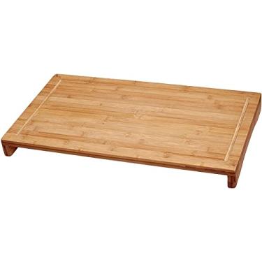 Imagem de Lipper International Tábua de cortar e servir de cozinha sobre a pia/pia de madeira de bambu, grande, 51 cm x 29 cm x 5 cm