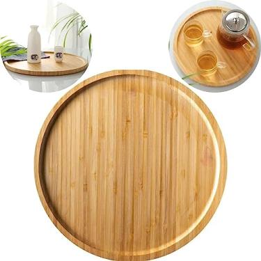 Imagem de Bandeja Redonda Madeira Bambu Café Churrasco Decoração 20cm