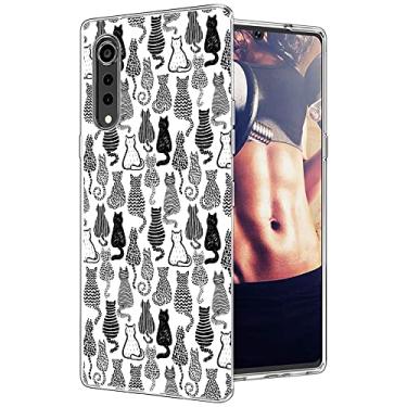 Imagem de XIASAIJBUDA Compatível com LG Velvet 5G, capa transparente de gato fofo engraçado para meninas e mulheres, capa fofa de TPU macio