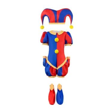 Imagem de Fantasia de circo digital infantil adulto desenho animado pomni palhaço cosplay roupas de circo digital festa festa vestido