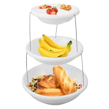 Imagem de Bandeja de Servir de 3 Camadas, Bandeja Giratória Dobrável para Bolo de Frutas, Suporte para Cupcake, Pastelaria, Sobremesa, Expositor para Festa de chá, Casamentos, Aniversário