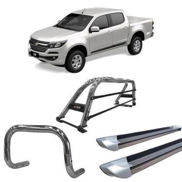 Imagem de Kit Quebra Mato Estribo Chapa Santo Antônio d S10 12/20 Cromado - HOZZ