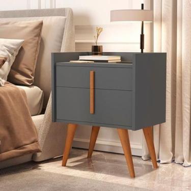 Imagem de Mesa de Cabeceira Luxo Davi 1188 Com Gaveta e Porta Pés Palito - Vária