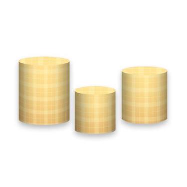 Imagem de Trio de Capas de Cilindro - Xadrez Degradê Amarelo 026 - Via Cores
