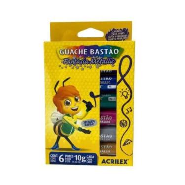 Imagem de Guache Bastão Acrilex Fantasia Metallic 6 Cores 10g