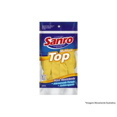 Imagem de Luva Latex Sanro Forr Amarela D Xg Blister c/10pcs
