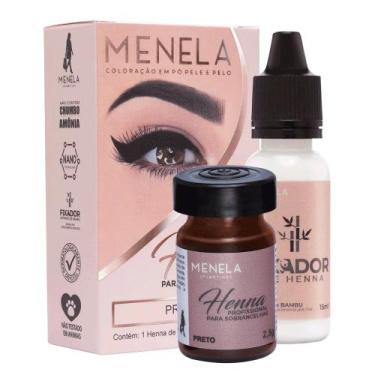 Imagem de Kit Henna Menela 2,5g + Fixador 15ml para Sobrancelha, Preto
