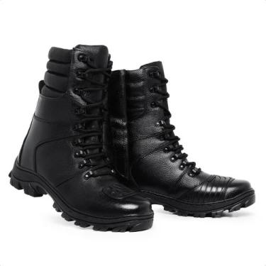 Imagem de Bota Coturno Militar Masculino Em Couro Legitimo Impermeável Tático Ca