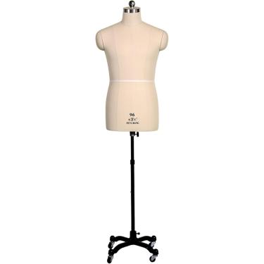 Imagem de Manequim de costura masculino, manequim de costureira alfaiate, manequim profissional para homens, forma de vestido para costura, manequim plus size sobre rodas, branco, M