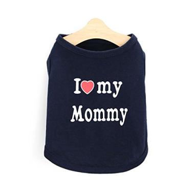 Imagem de Camiseta para cachorro de estimação I Love My Daddy Mommy colete presente fantasia roupas para filhote pequeno gato gatinho yorkshire chihuahua poodle xícara de chá terrier coelho filhotes cães (P,
