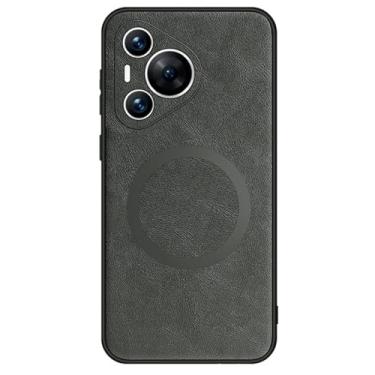 Imagem de HAO RIYLN Capa de couro para Huawei Pura 70 Ultra/70 Pro+/70 pro/70, capa de telefone antiimpressões digitais, proteção à prova de choque, capa de negócios ultrafina, cinza, 70 Ultra