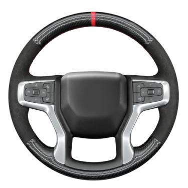 Imagem de MEWANT Capa de volante costurada à mão para Chevrolet (Chevy) Silverado 1500 2019-2024/Silverado 2500 2020-2024/Silverado 3500 2020-2024/Blazer 2019-2024/Suburban 2021-2024/Tahoe 2024/Tahoe 2024/Tahoe