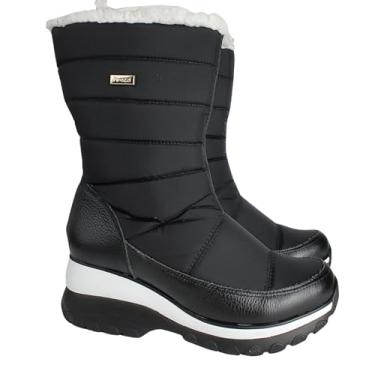 Imagem de Bota Llao Couro Impermeável Peluciada Lã Branca Pelinhos (Preto, BR, Adulto, Numérico, 33)