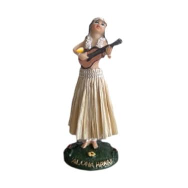 Imagem de IEUDNS na saia estátua resina estatueta com base Ideal Gift Art Crafts Dashboard Dashboard DOLL PAR, Bege Tocando Violão