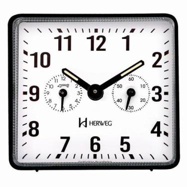 Imagem de Relógio Despertador Antigo A Cordas Preto Herweg 2245