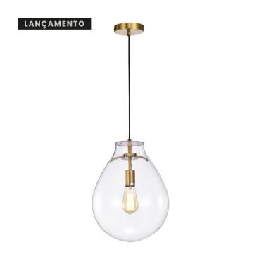 Imagem de Pendente tommy 30XH40CM – dourado E vidro transparente