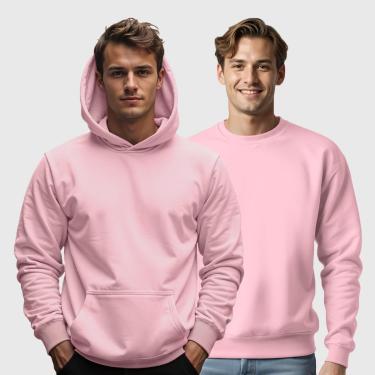 Imagem de Kit 2 Blusas de Frio Moletom Canguru e Gola Redonda Masculino Benellys-Masculino