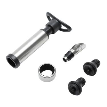 Imagem de WOLFF - Conjunto 5 Peças de Aço Inox para Vinho - Bomba a Vácuo, Tampas de Vedação, Aerador, Anel Corta-Gotas, Corta-Cápsulas