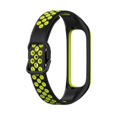 Imagem de Pulseira de Silicone Esportiva Para Galaxy Fit2 r220 Preto com Verde -