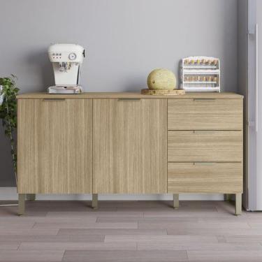 Imagem de Balcão de Cozinha para Pia 160 Cm Monza 2 Portas 3 Gavetas Freijó - Pn