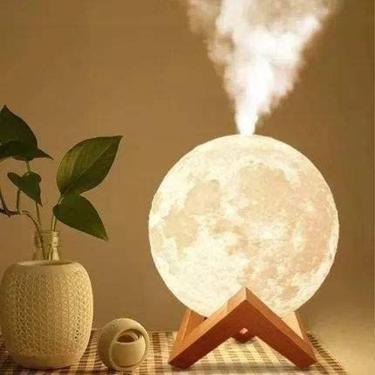 Imagem de Lua Lâmpada Luz Aroma Essencial Ultra-Fresco Mist Umidificador Purificador De Ar Luz Noite
