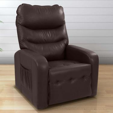 Imagem de Poltrona Reclinável Para Descanso Rodes Sintetico Marrom