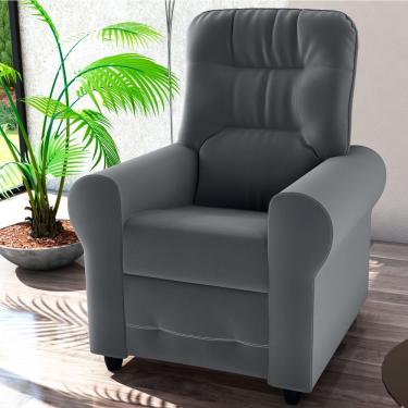 Imagem de Poltrona Reclinável Para Descanso Guaíra Veludo Cinza