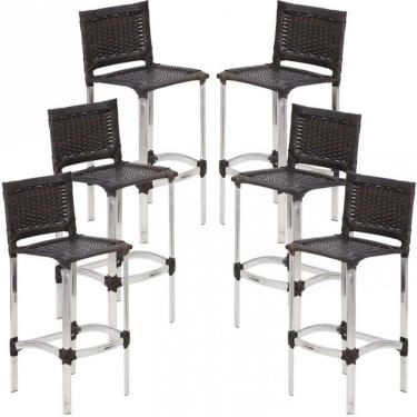 Imagem de 6 Banquetas Madri Em Alumínio Cozinha E Balcão E área Trama Pedra Ferro