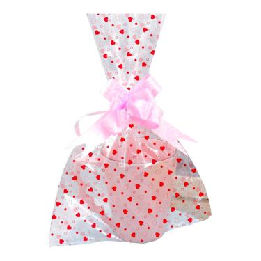 Imagem de Saco De Presente Transparente Estampado Gala 11x20 - 50 Un Estampa Amor Vermelho