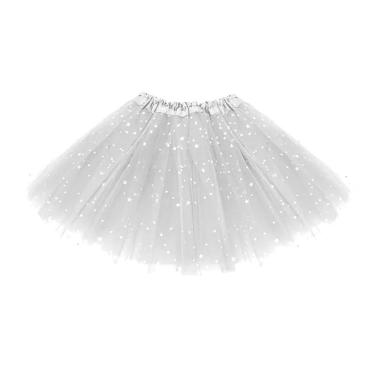 Imagem de Saia Tule Branca Infantil Com Estrelas Brilhantes - 30cm