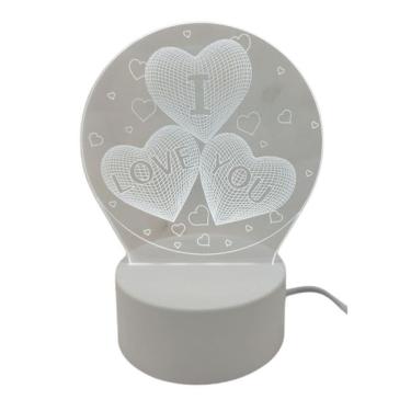Imagem de Luminária 3d Embuled 3 Cores I Love You
