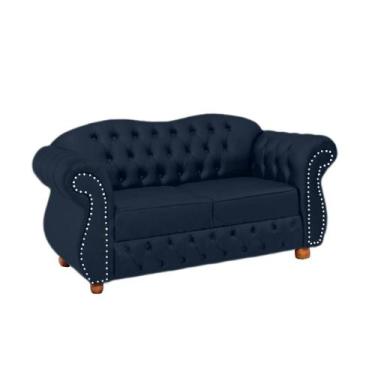 Imagem de Duas Namoradeiras + Duas Poltronas Chesterfield Merlô - Veludo Azul Ma