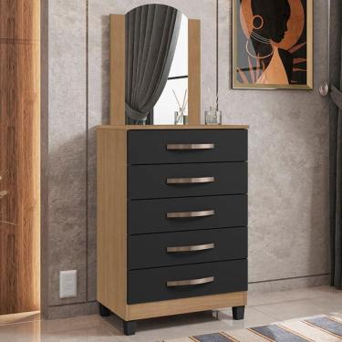 Imagem de Cômoda 5 Gavetas Boston Nature Grafite Personalizado