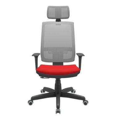 Imagem de Cadeira Office Brizza Tela Cinza Com Encosto Assento Aero Vermelho Rel