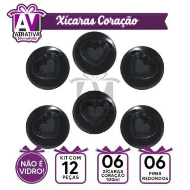 Imagem de Canto do Café 6 Xicaras de Coração com 6 Pires Redondo - sem marca, PR
