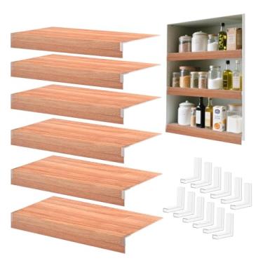 Imagem de BESSTY Capa de prateleira de arame, 83 x 40 cm, conjunto de 4 forros de prateleira de madeira sintética de PVC espesso para despensa, capas de prateleiras duráveis e resistentes à umidade para loja