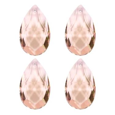 Imagem de PATIKIL Pingentes de cristal K9, contas de gota, pacote com 4 peças de prismas de candelabro de 38 mm, contas penduradas, lâmpada DIY para decoração de artesanato, rosa claro