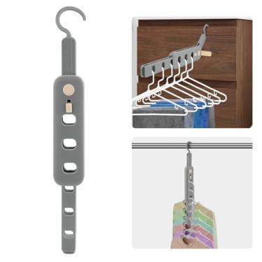 Imagem de Coopache Escorredor de roupas dobrável portátil para viagens, cabides de plástico que economizam espaço para armário (cinza, 1 pacote)