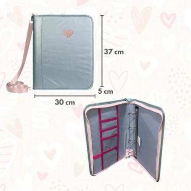 Imagem de Fichário Universitário Feminino Zíper A4 Kika, Preto