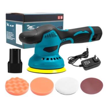 Imagem de Lixadeira Politriz Portátil 12V 300W Bivolt – 5000 RPM, 6 Velocidades, Acompanha Bateria e Discos